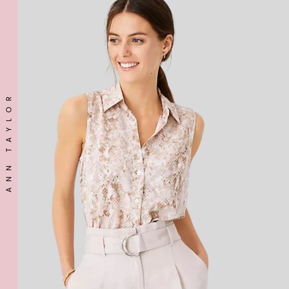 Ann Taylor Essentials Snakeskin Print Blouse - Size XL - Picture 1 of 11